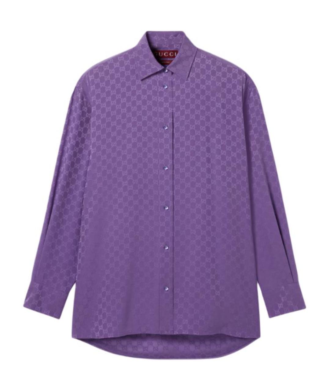 GUCCI Фиолетовая шелковая рубашка, фото 1