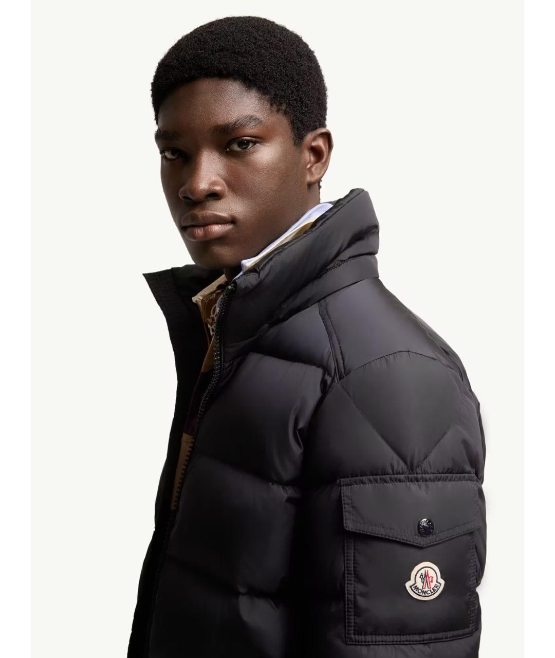 MONCLER Темно-синий полиамидовый пуховик, фото 5