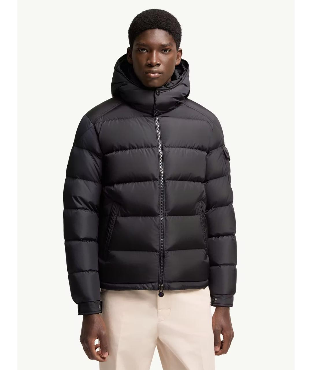 MONCLER Темно-синий полиамидовый пуховик, фото 4