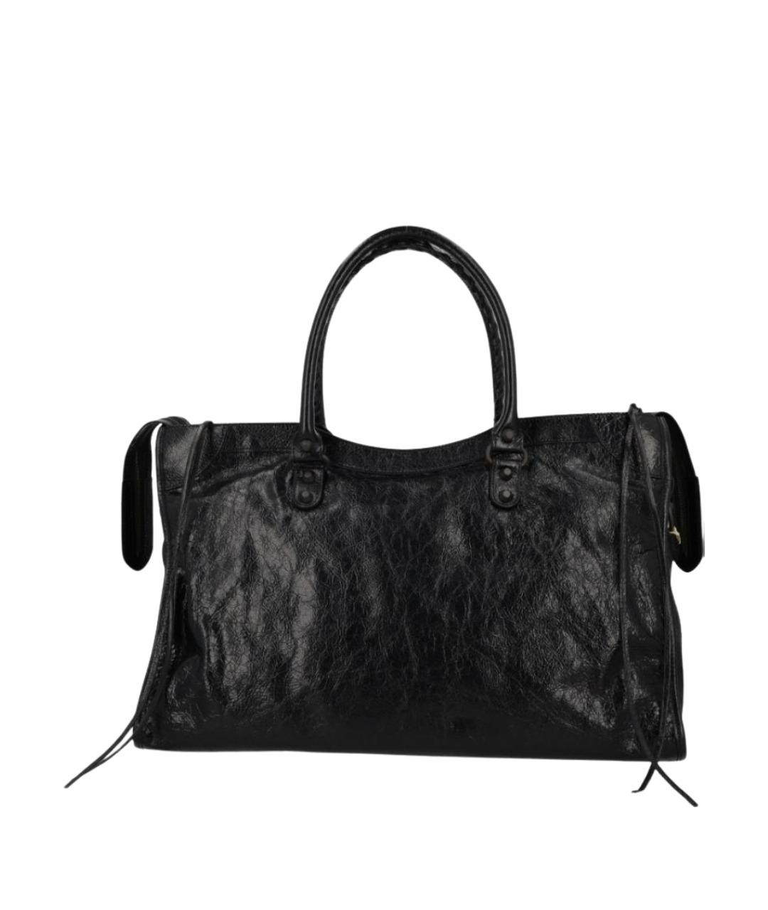 BALENCIAGA Черная кожаная сумка тоут, фото 2
