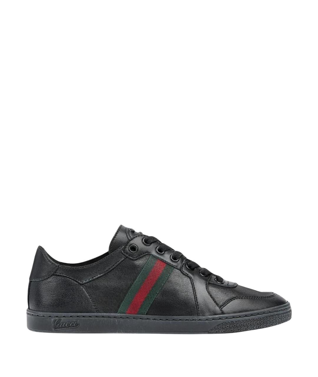 GUCCI Черные кожаные кроссовки, фото 1