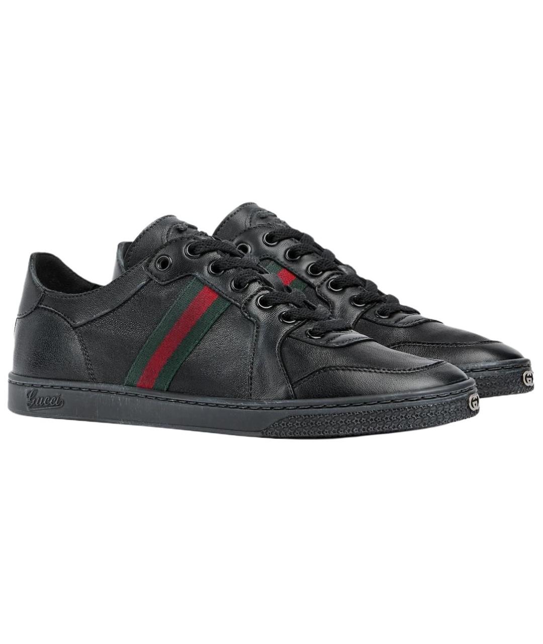 GUCCI Черные кожаные кроссовки, фото 3