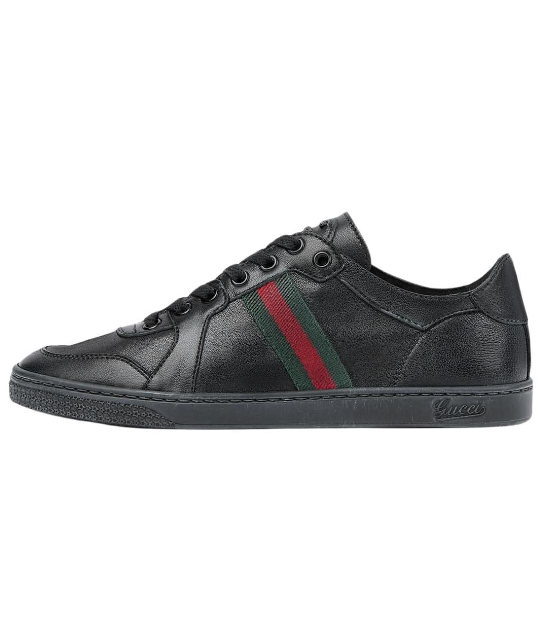 GUCCI Черные кожаные кроссовки, фото 2