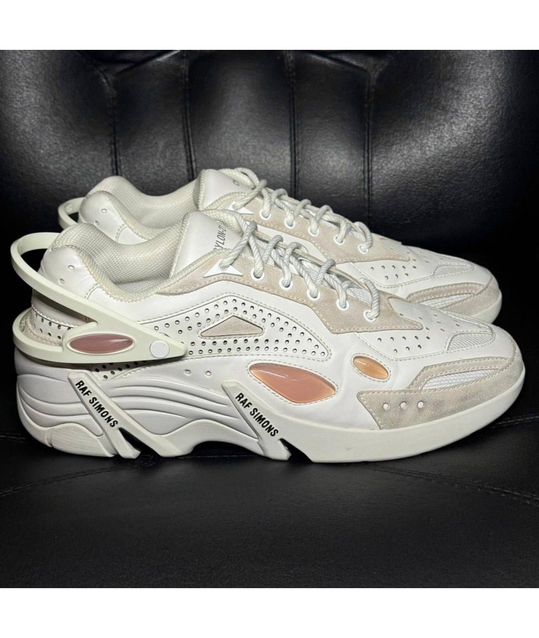 RAF SIMONS Белые кожаные низкие кроссовки / кеды, фото 9