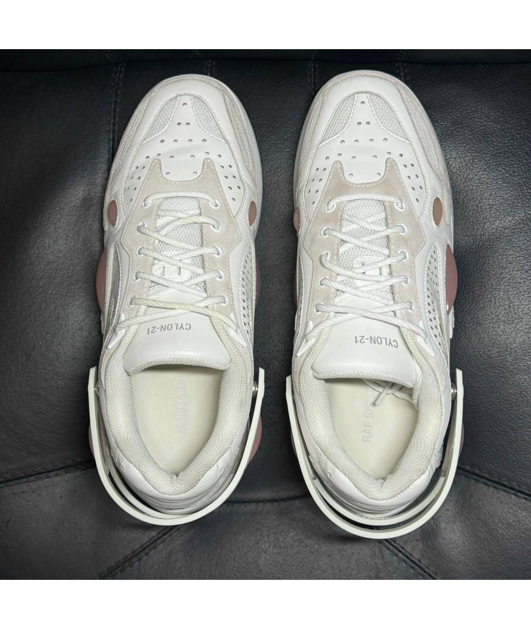 RAF SIMONS Белые кожаные низкие кроссовки / кеды, фото 6