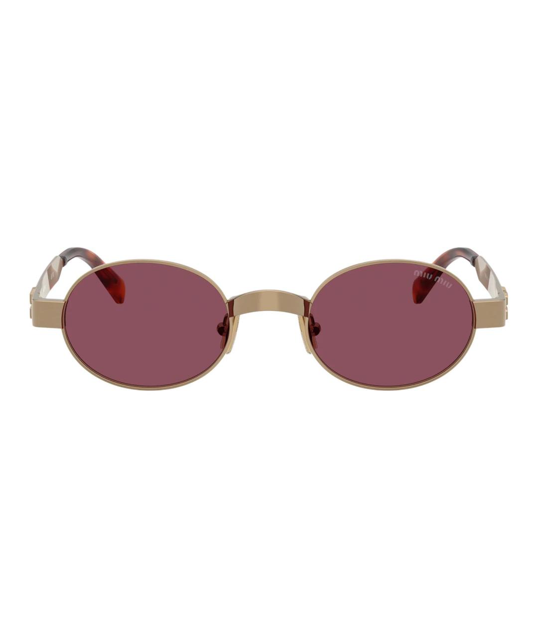 MIU MIU Золотые металлические солнцезащитные очки, фото 2