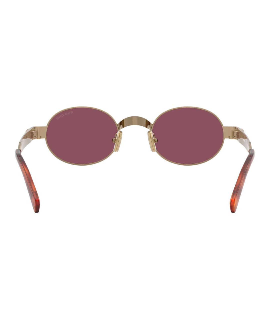 MIU MIU Золотые металлические солнцезащитные очки, фото 4