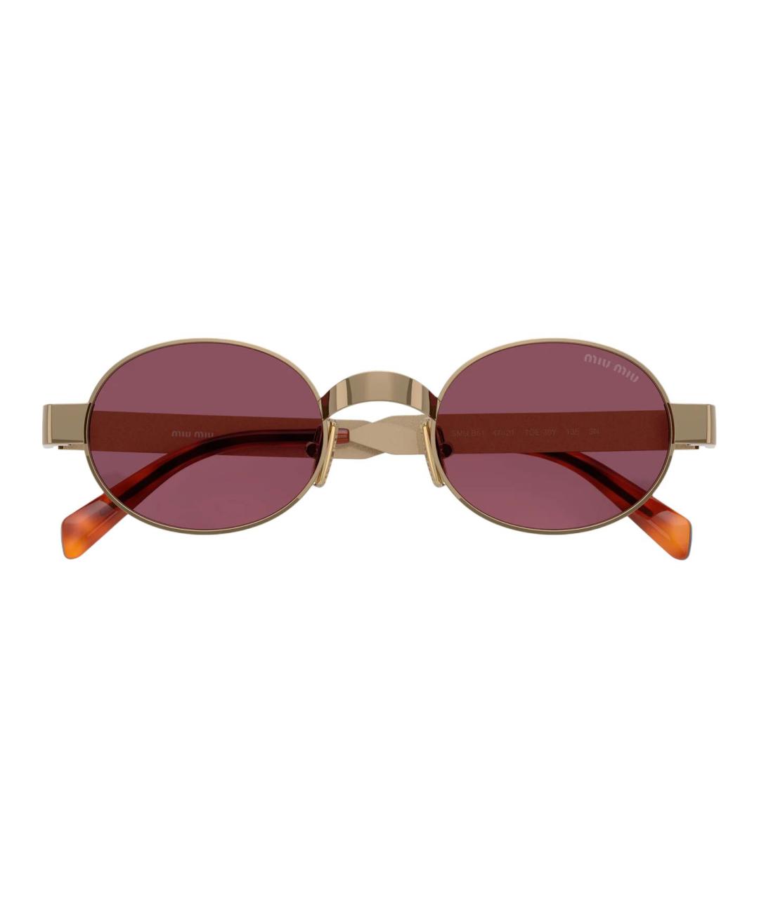 MIU MIU Золотые металлические солнцезащитные очки, фото 3