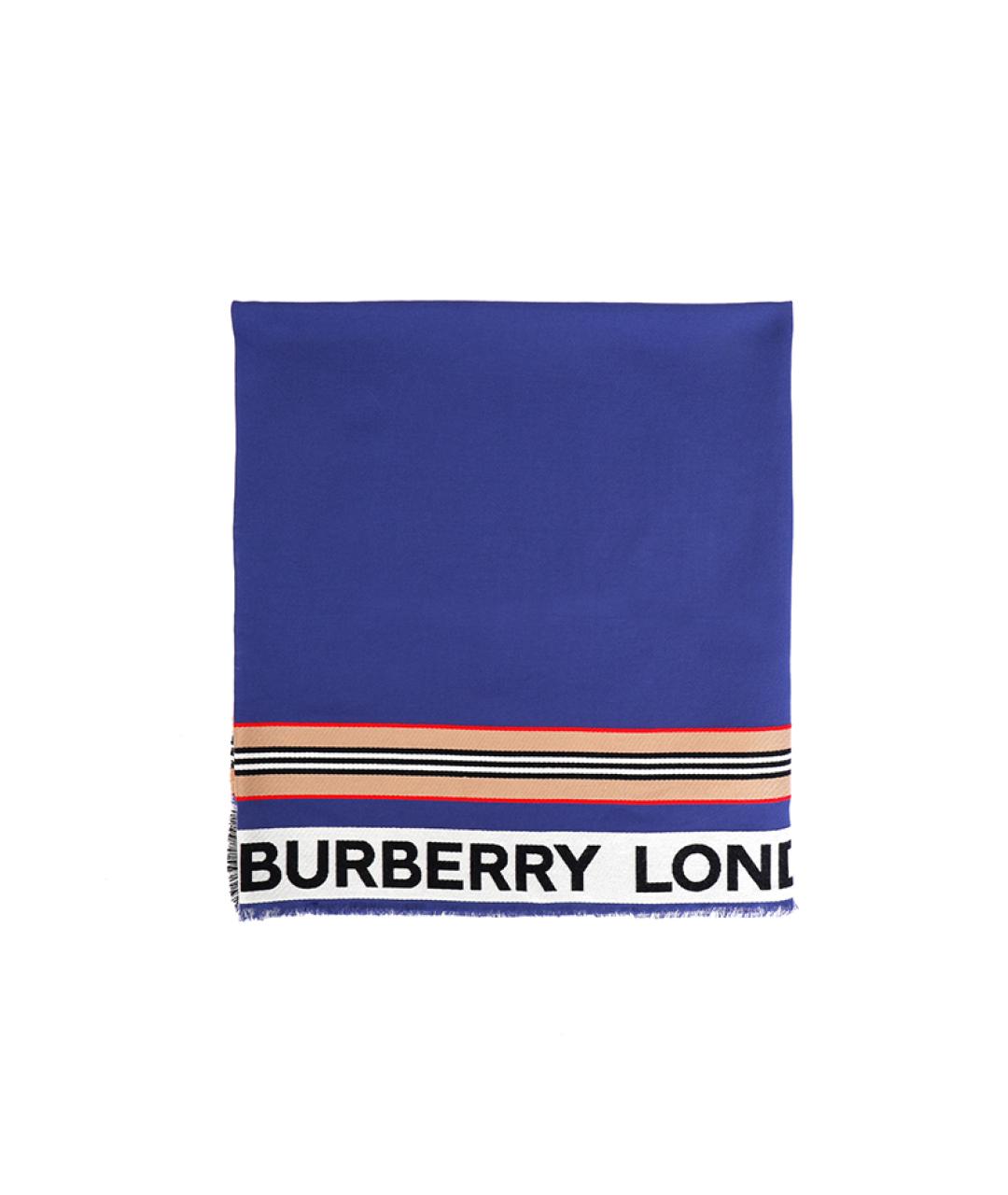 BURBERRY Синий хлопковый шарф, фото 2