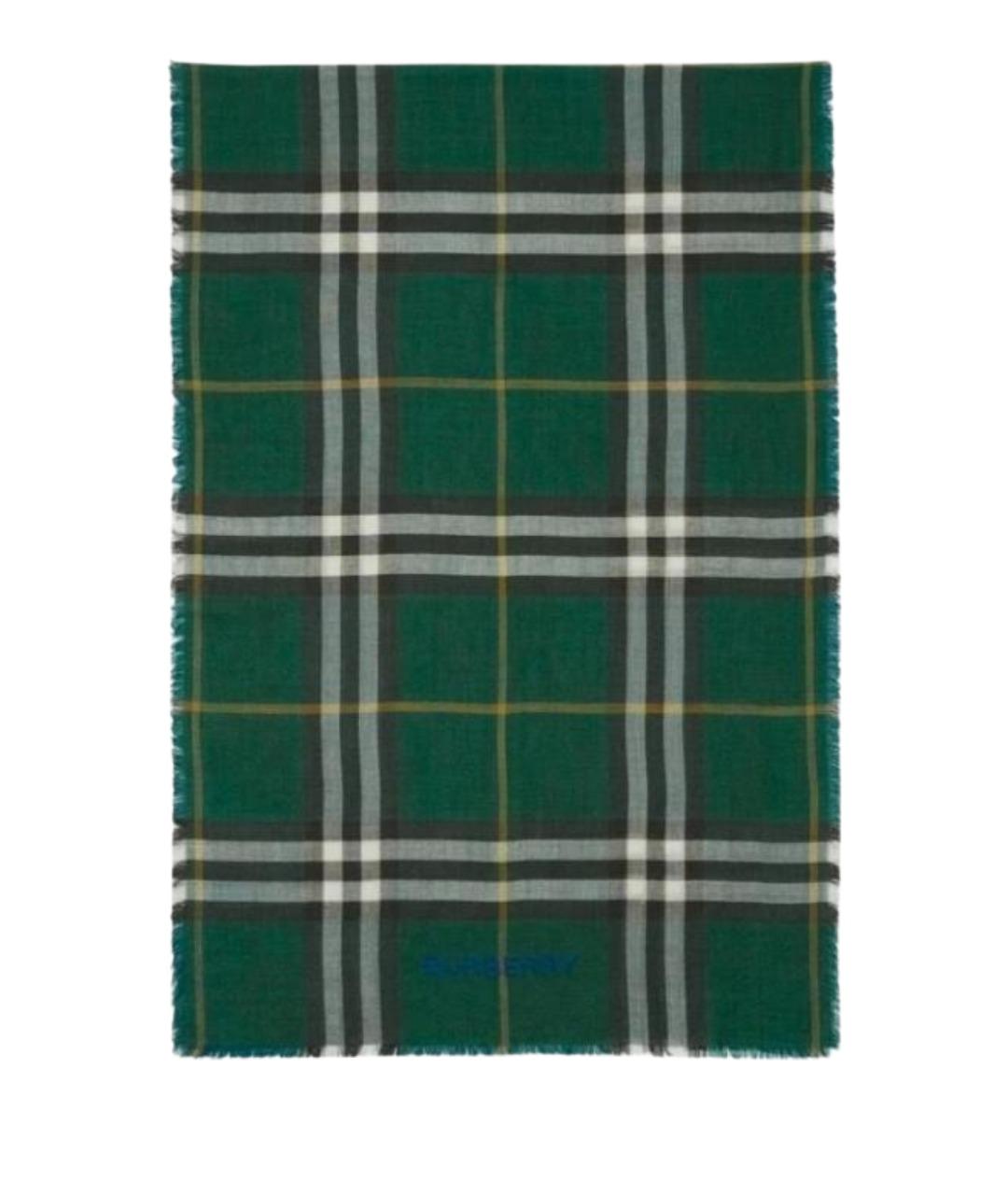 BURBERRY Зеленый шерстяной шарф, фото 1
