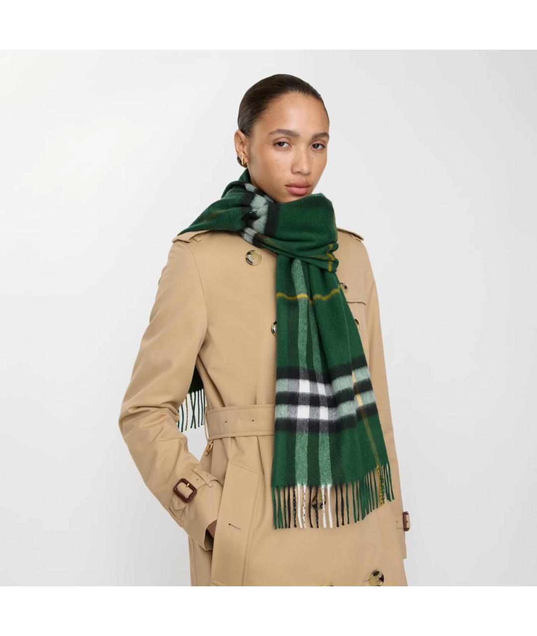BURBERRY Зеленый кашемировый шарф, фото 5