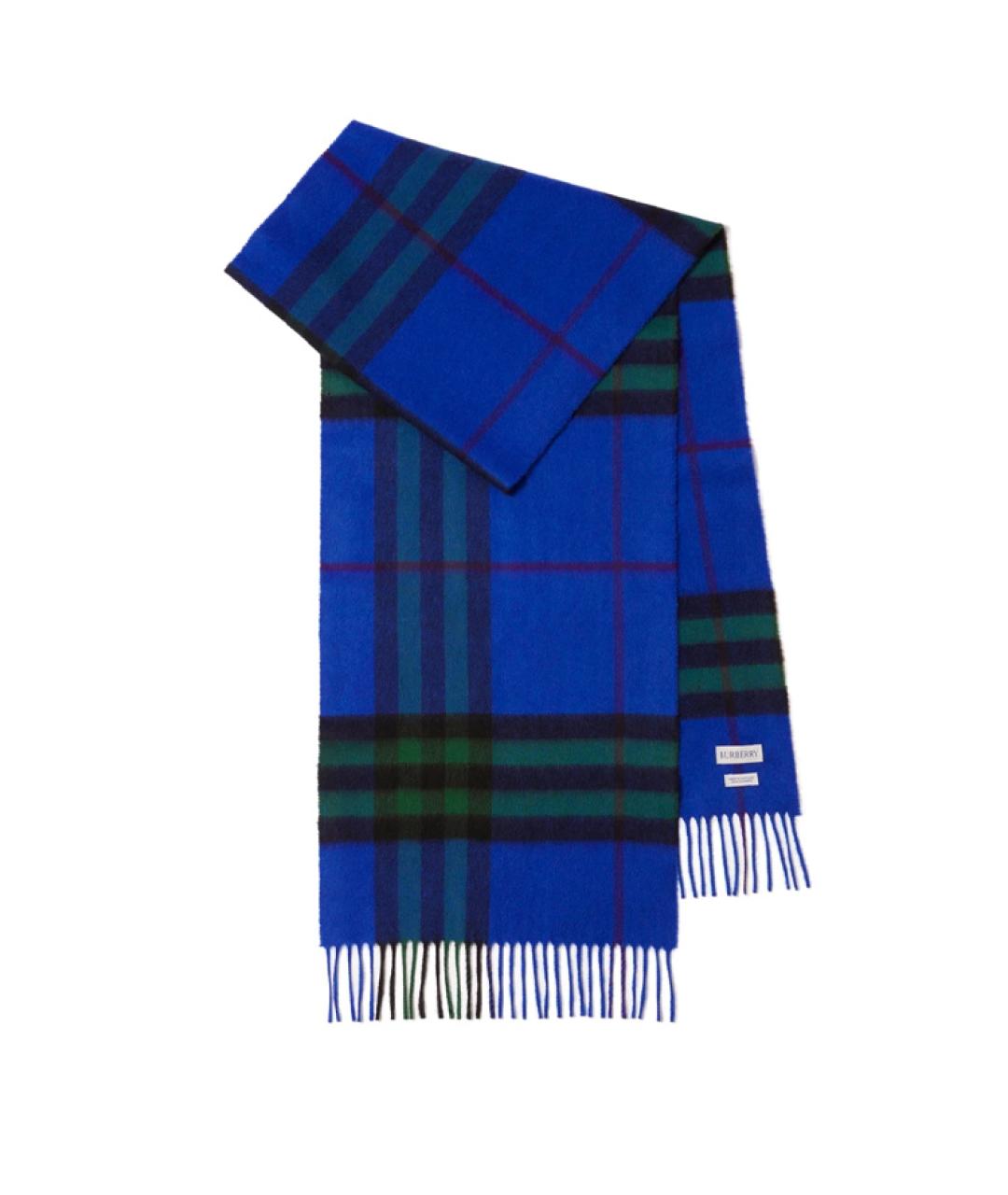 BURBERRY Синий кашемировый шарф, фото 1