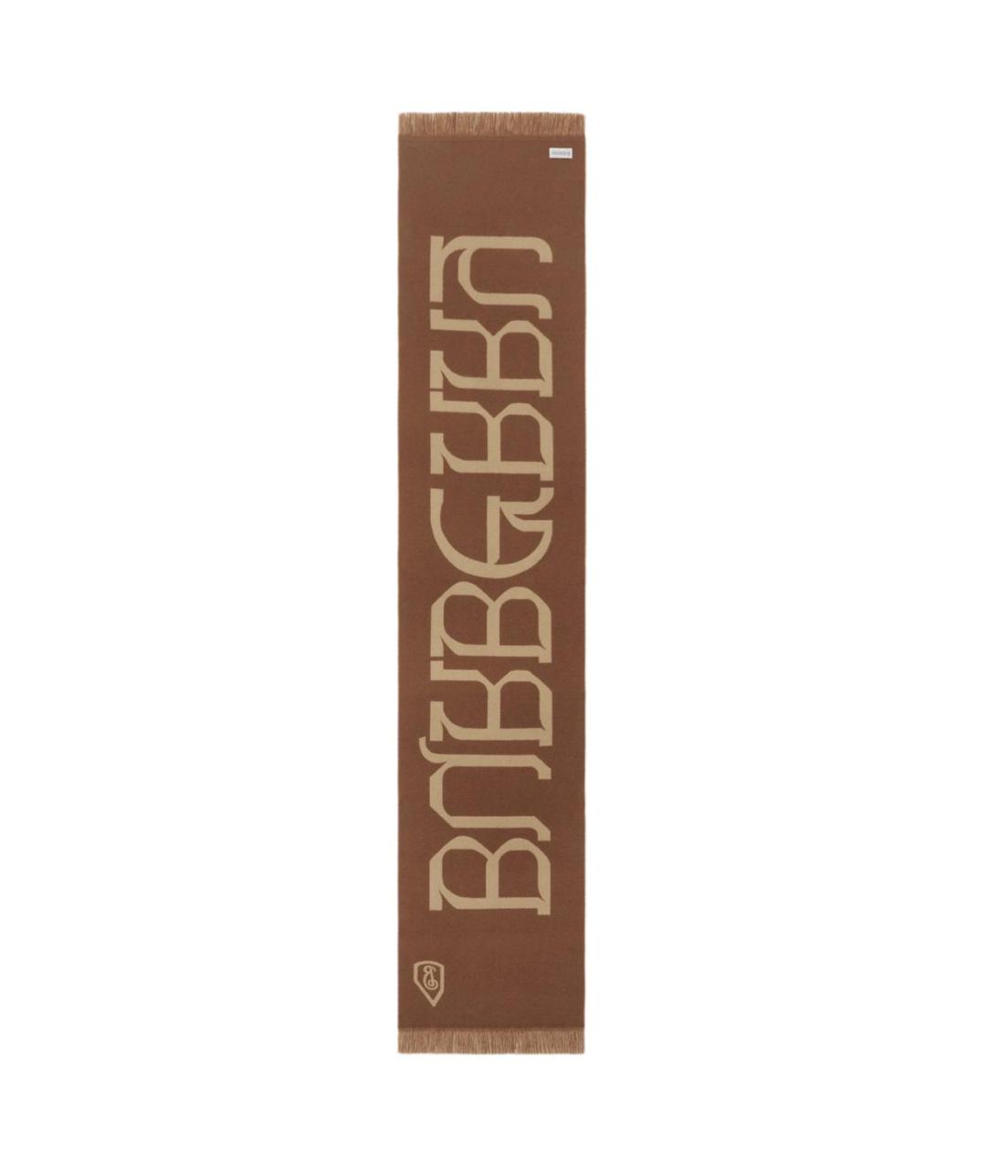 BURBERRY Коричневый шерстяной шарф, фото 2