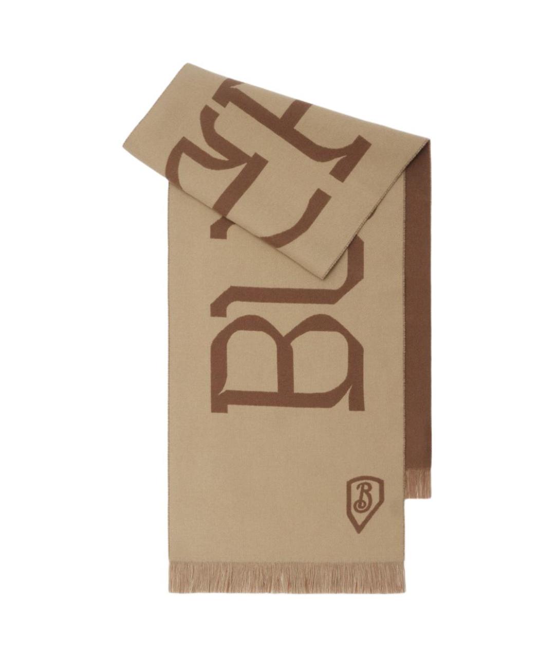 BURBERRY Коричневый шерстяной шарф, фото 3