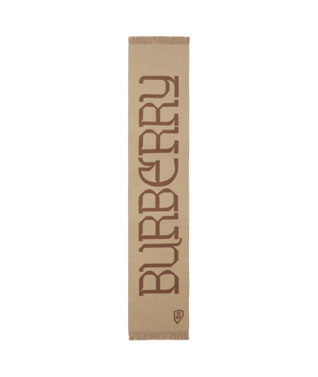 BURBERRY Коричневый шерстяной шарф, фото 1