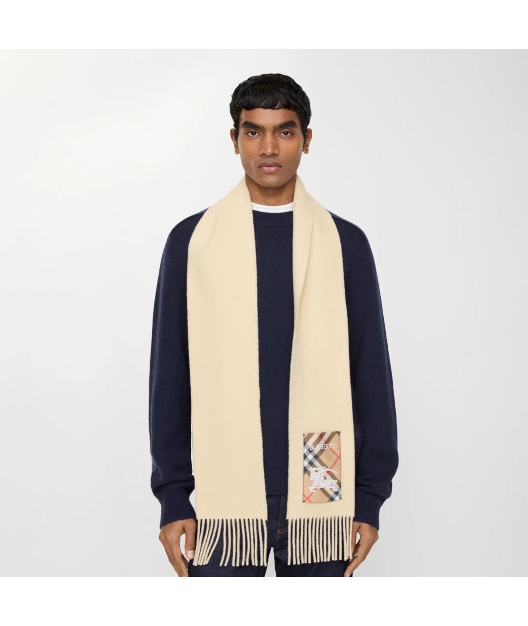 BURBERRY Бежевый кашемировый шарф, фото 3
