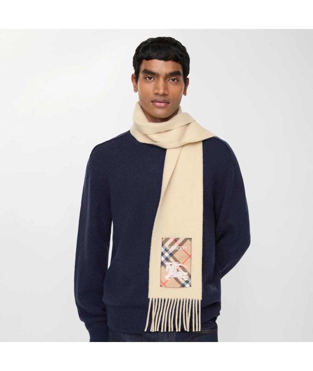 BURBERRY Бежевый кашемировый шарф, фото 4