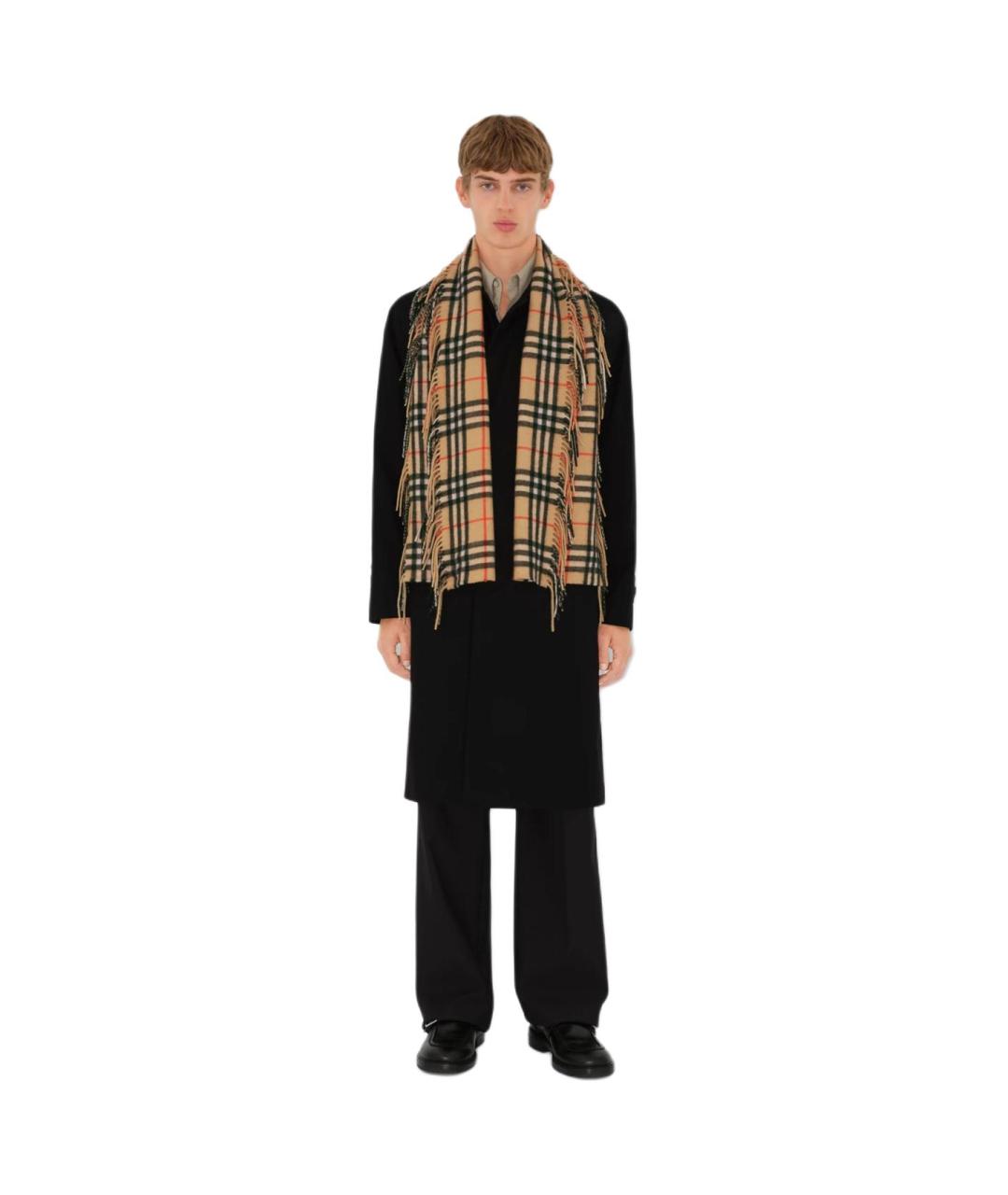 BURBERRY Бежевый кашемировый шарф, фото 4