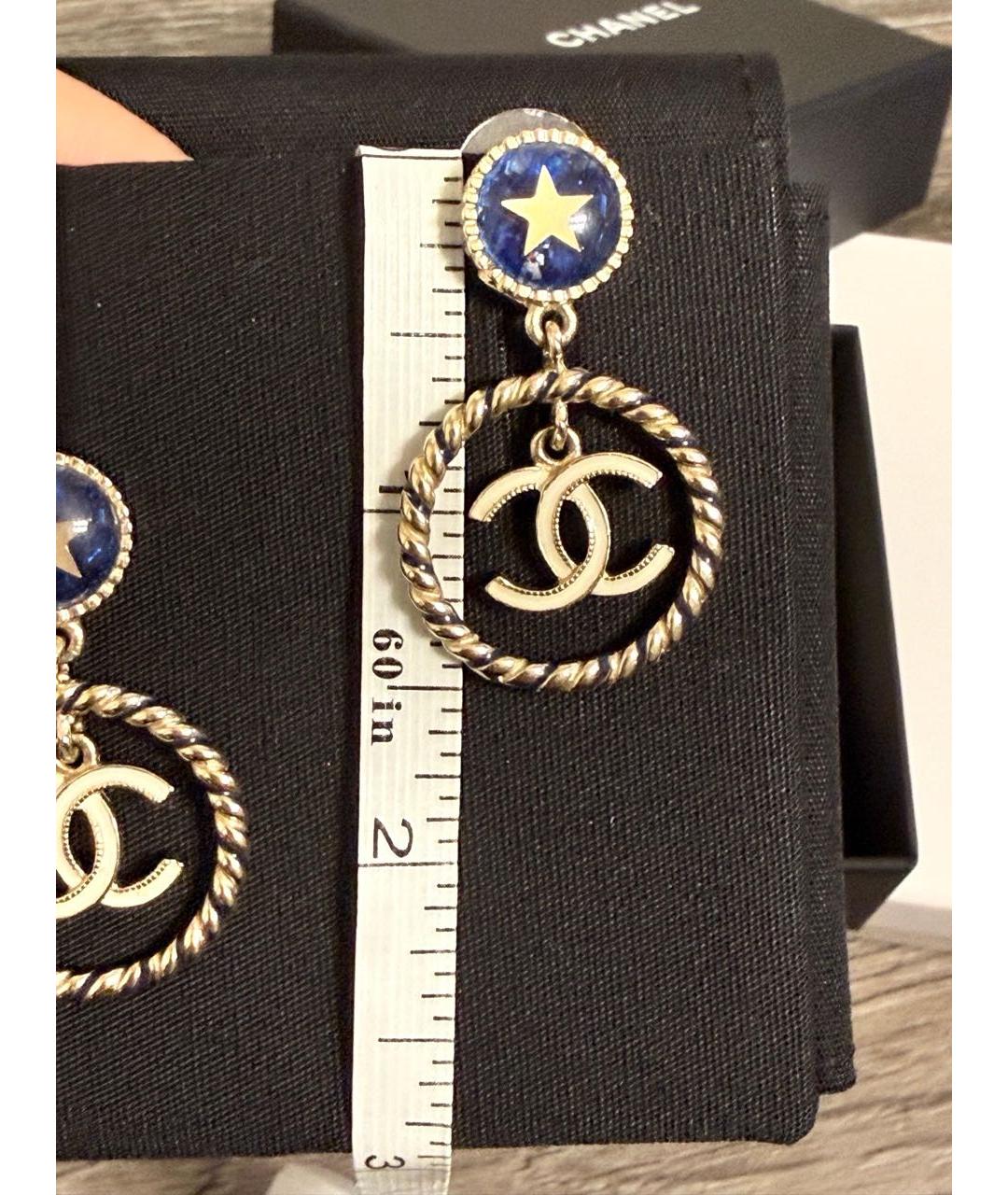 CHANEL Синие металлические серьги, фото 6
