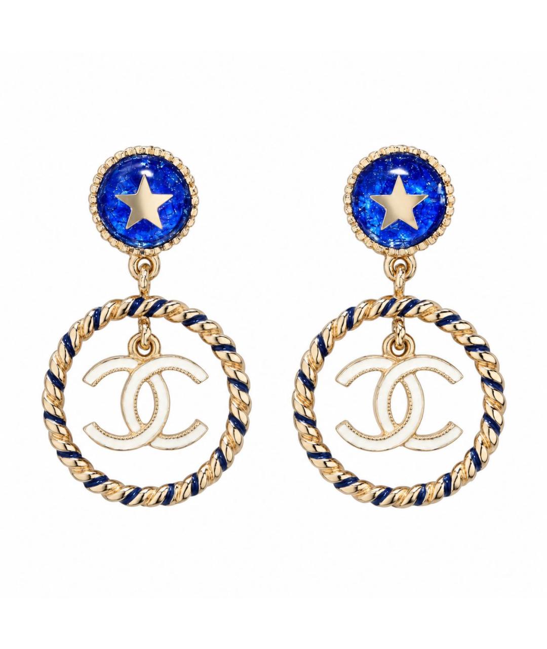 CHANEL Синие металлические серьги, фото 1