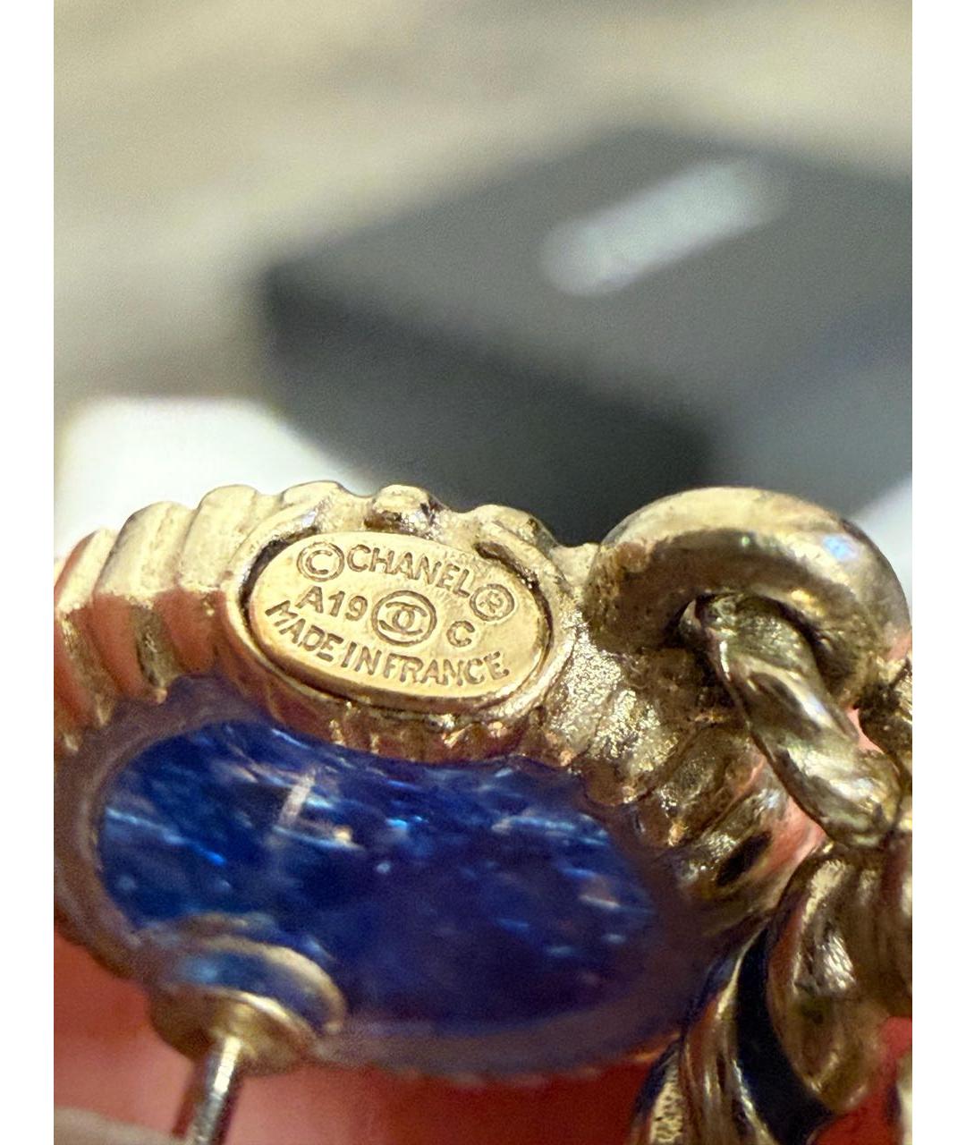 CHANEL Синие металлические серьги, фото 5
