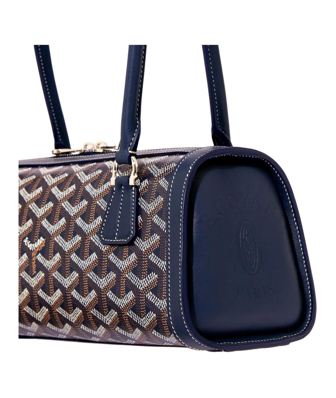 GOYARD Темно-синяя сумка через плечо из канвы, фото 4