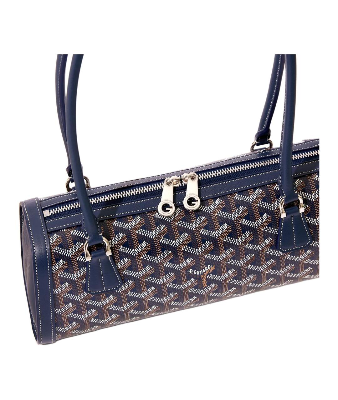 GOYARD Темно-синяя сумка через плечо из канвы, фото 3