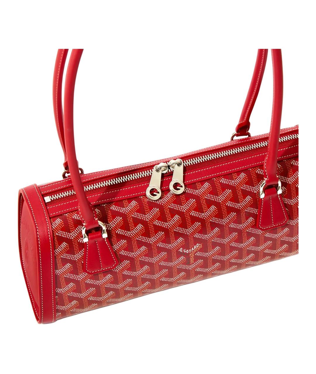 GOYARD Красная сумка через плечо из канвы, фото 3