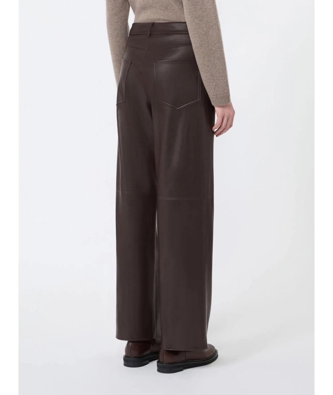 'S MAX MARA Коричневые полиэстеровые прямые брюки, фото 3
