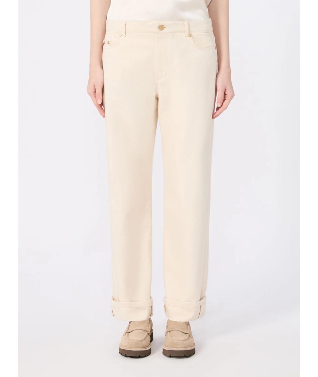 'S MAX MARA Бежевые хлопковые прямые джинсы, фото 3