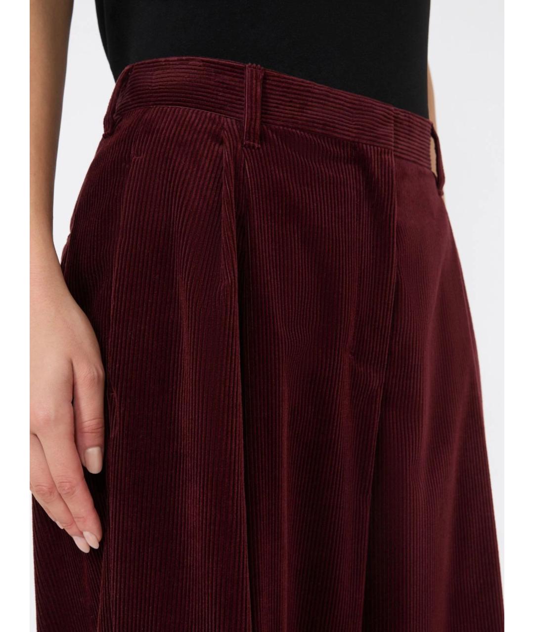 'S MAX MARA Бордовые хлопковые прямые брюки, фото 5