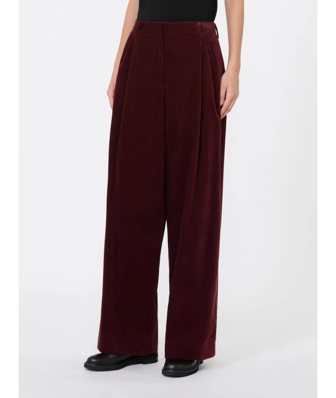 'S MAX MARA Бордовые хлопковые прямые брюки, фото 3