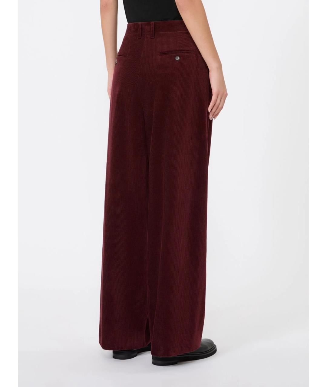'S MAX MARA Бордовые хлопковые прямые брюки, фото 4