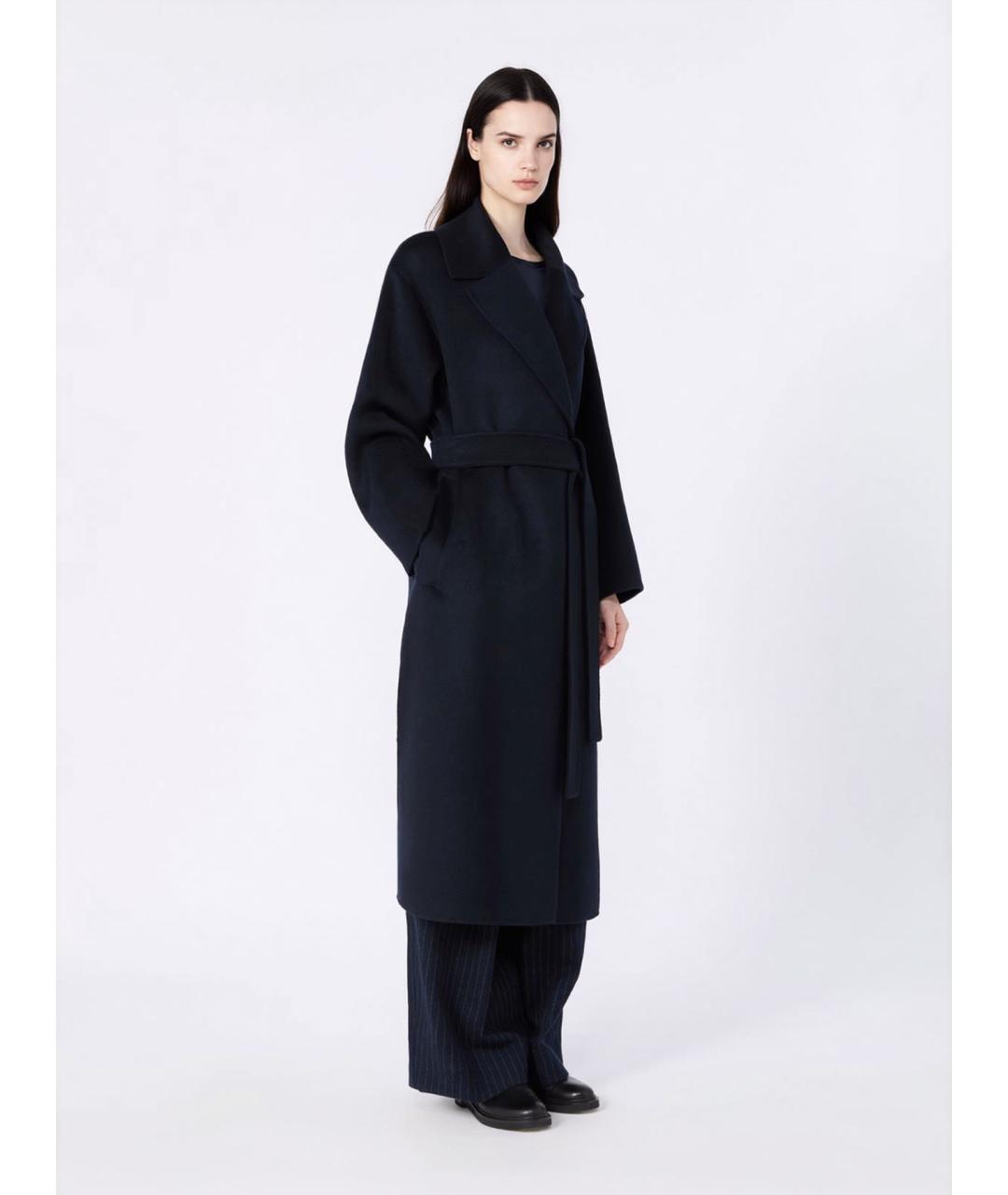 'S MAX MARA Темно-синее шерстяное пальто, фото 4