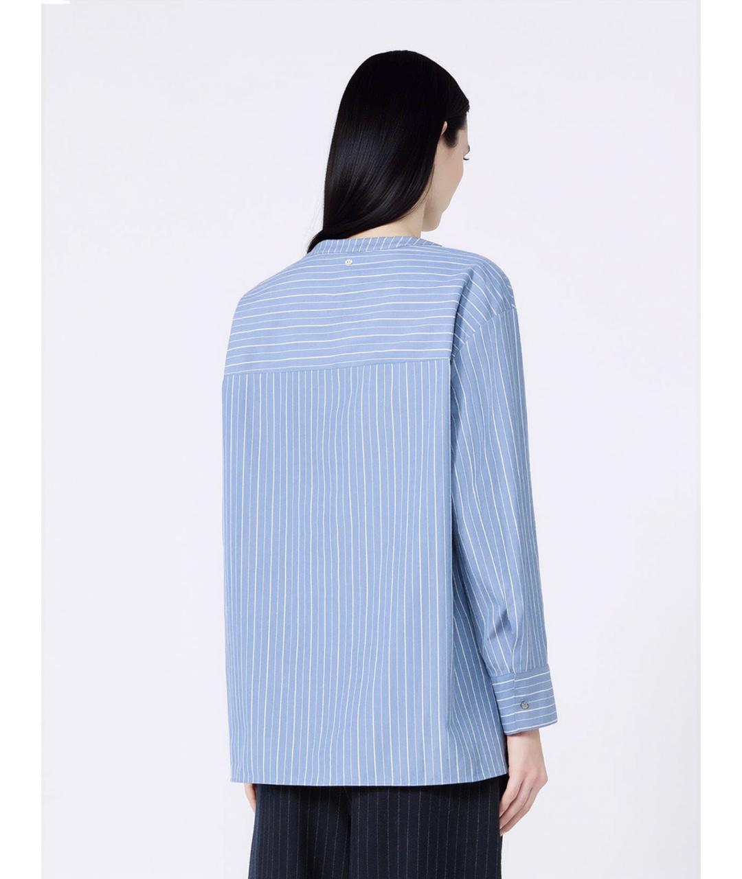 'S MAX MARA Синяя хлопковая рубашка, фото 4