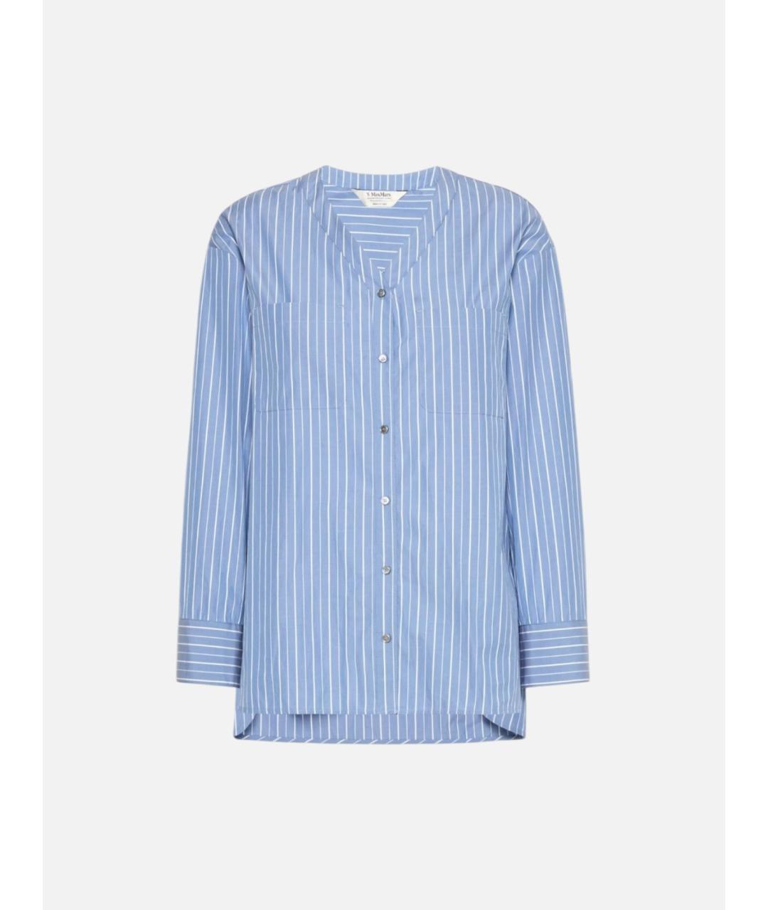 'S MAX MARA Синяя хлопковая рубашка, фото 5