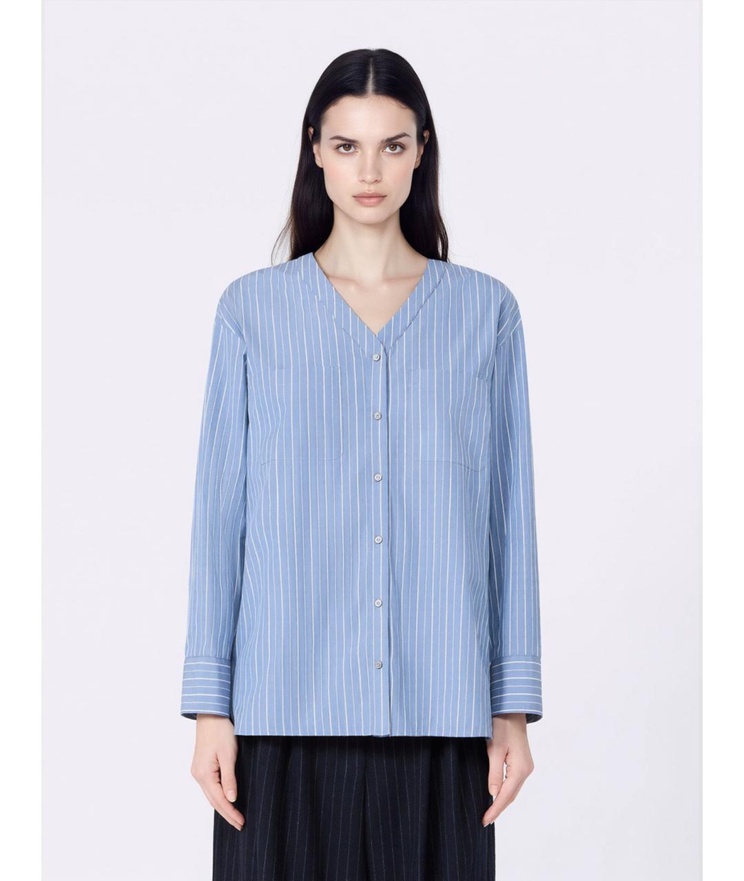 'S MAX MARA Синяя хлопковая рубашка, фото 3