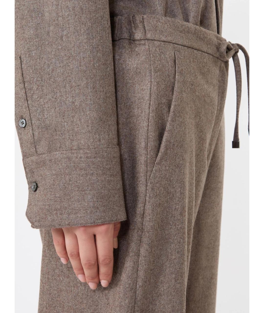 'S MAX MARA Бежевые шерстяные прямые брюки, фото 5