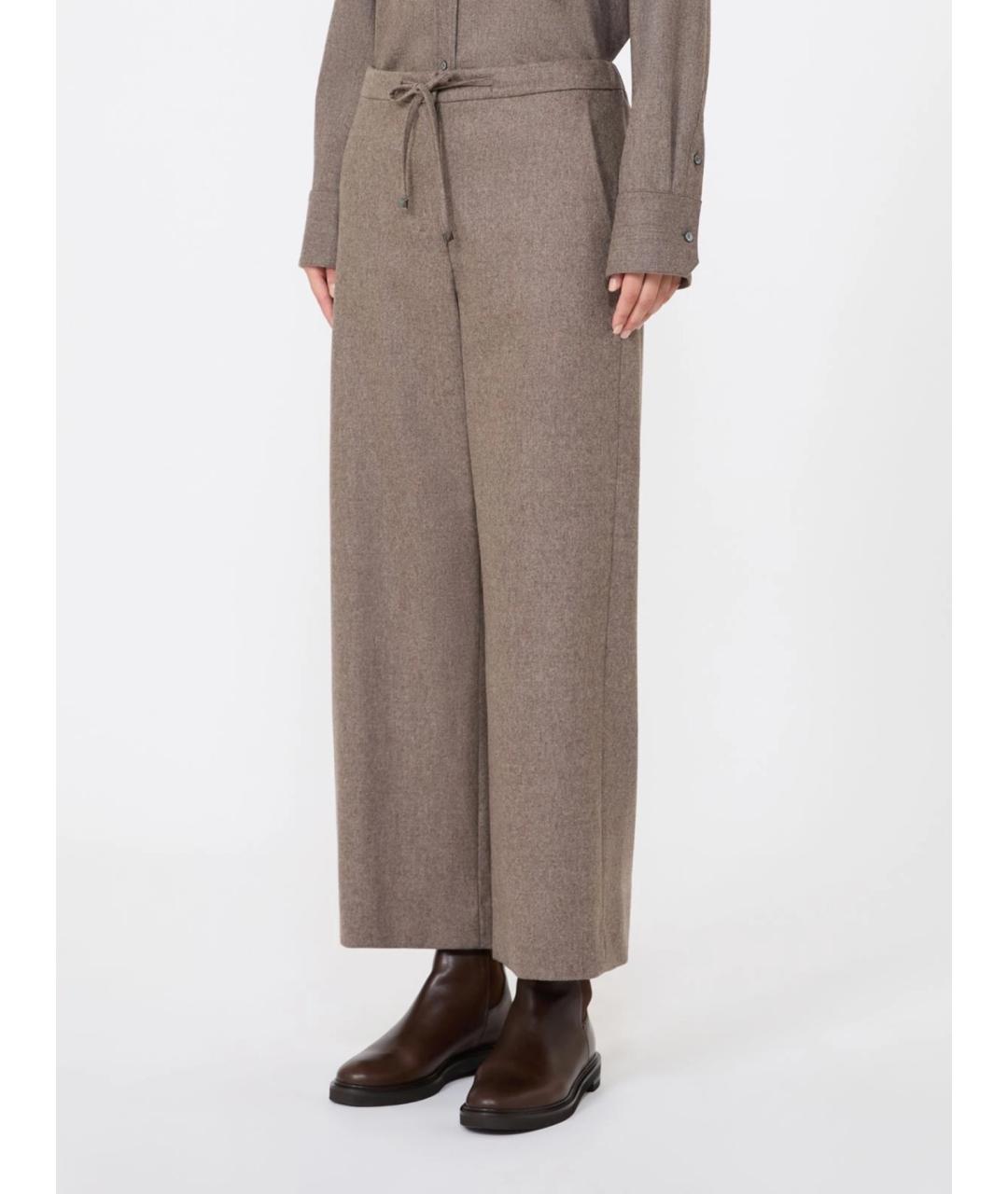 'S MAX MARA Бежевые шерстяные прямые брюки, фото 3
