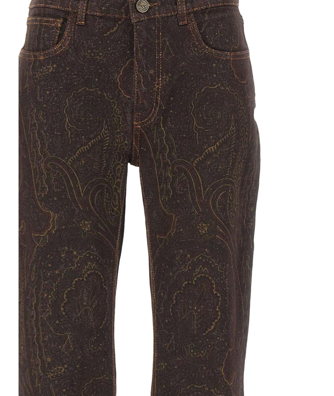 ETRO Коричневые хлопковые прямые брюки, фото 5
