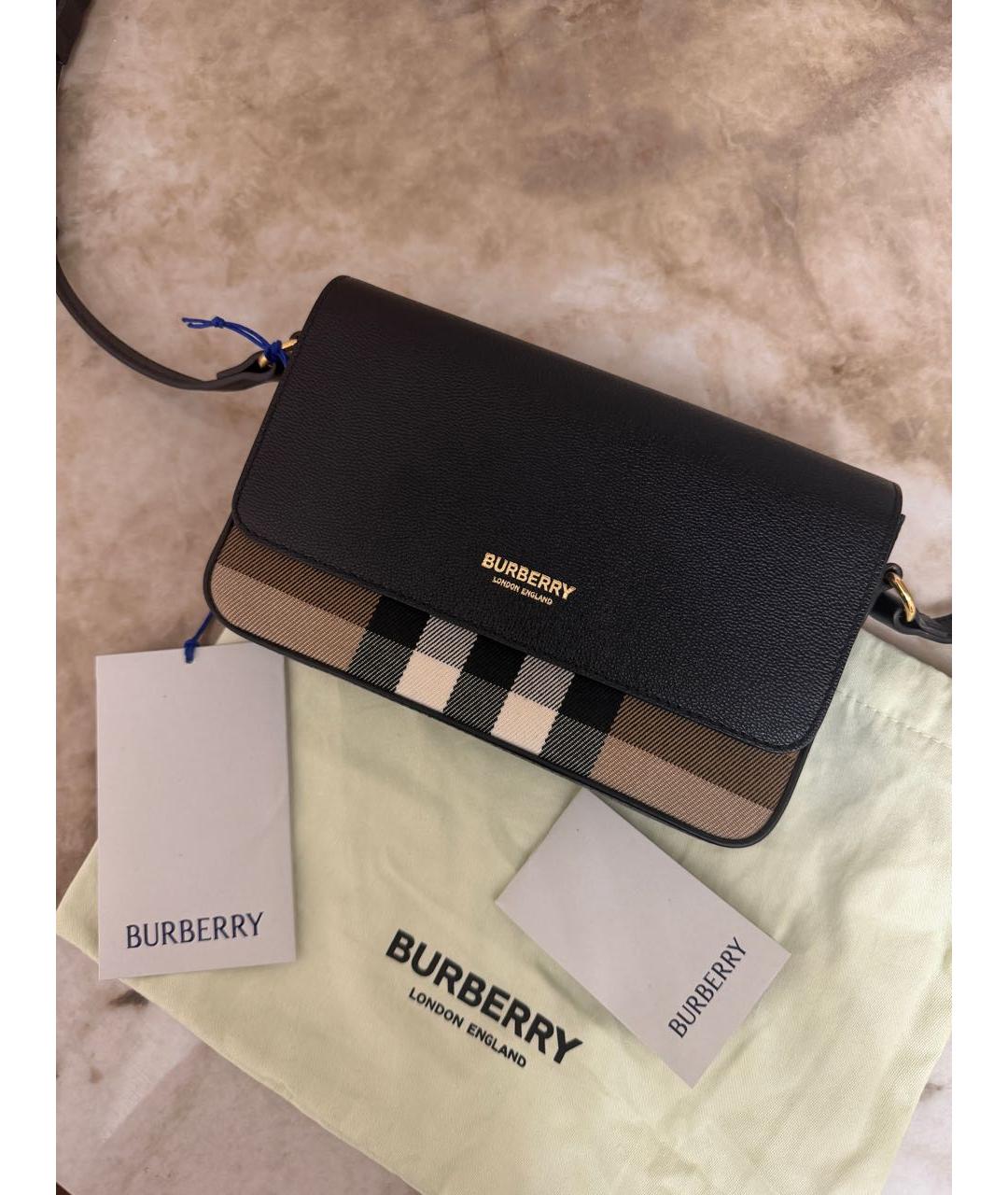 BURBERRY Черная кожаная сумка через плечо, фото 2