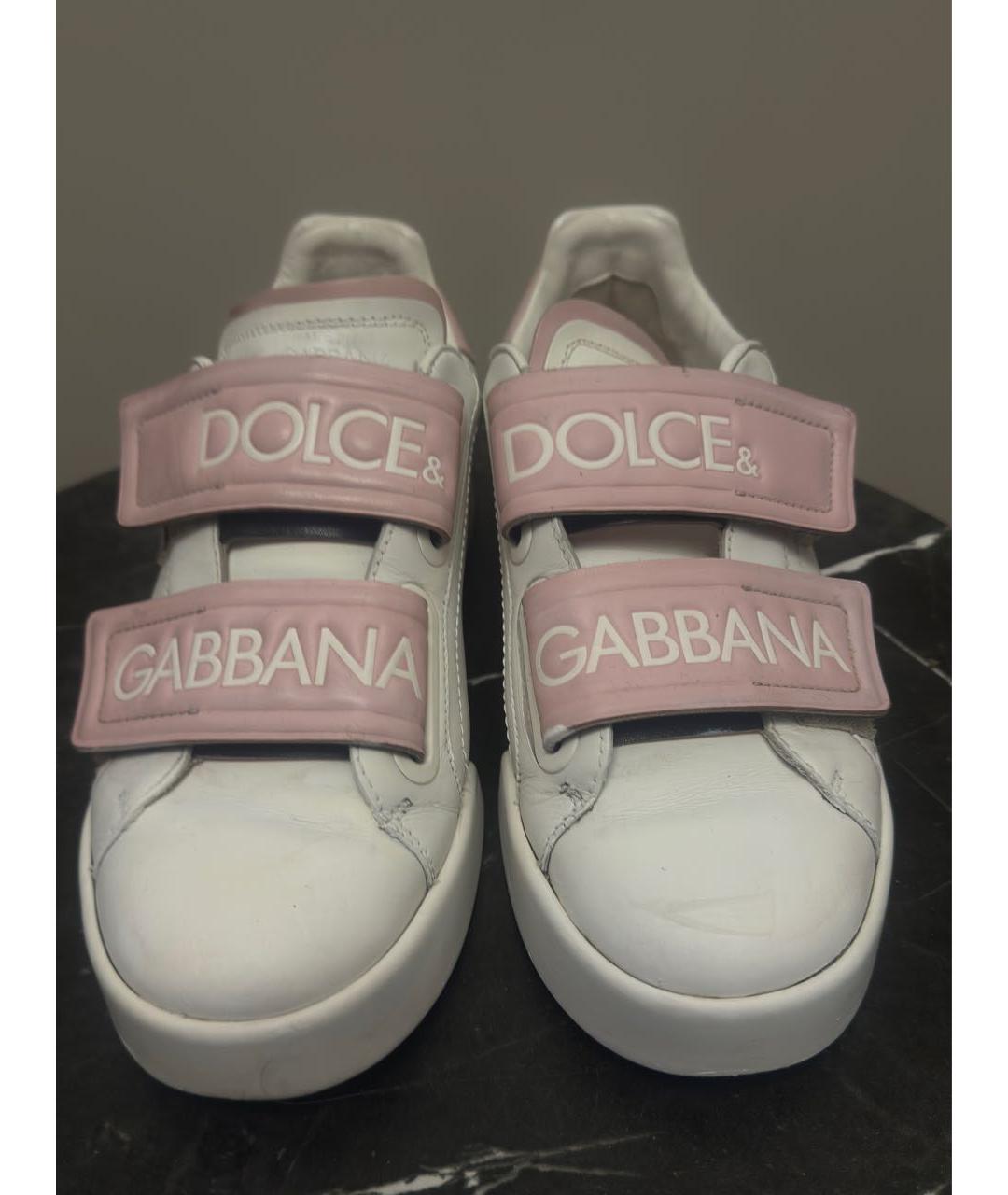 DOLCE&GABBANA Белые кожаные кеды, фото 2