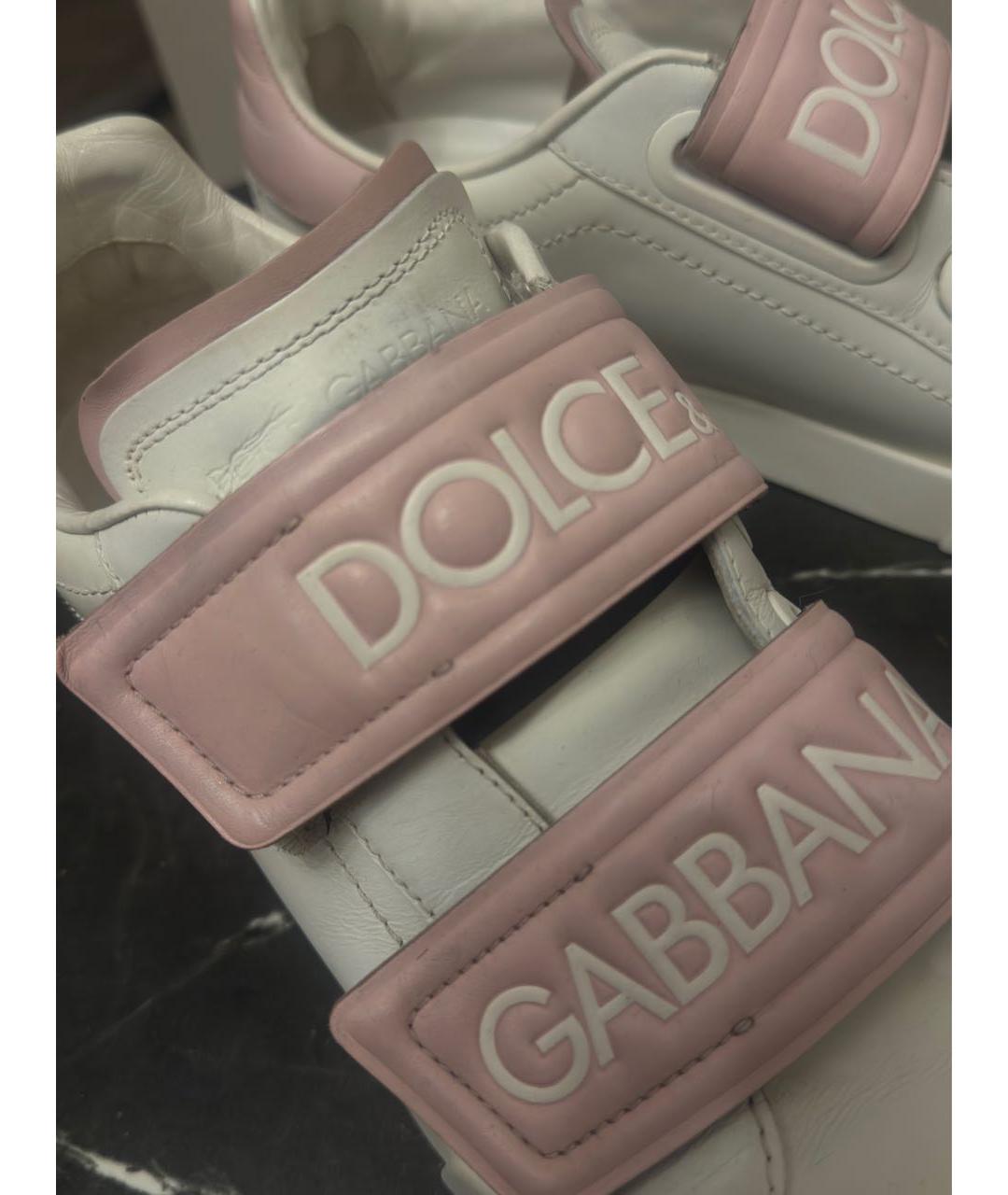 DOLCE&GABBANA Белые кожаные кеды, фото 5