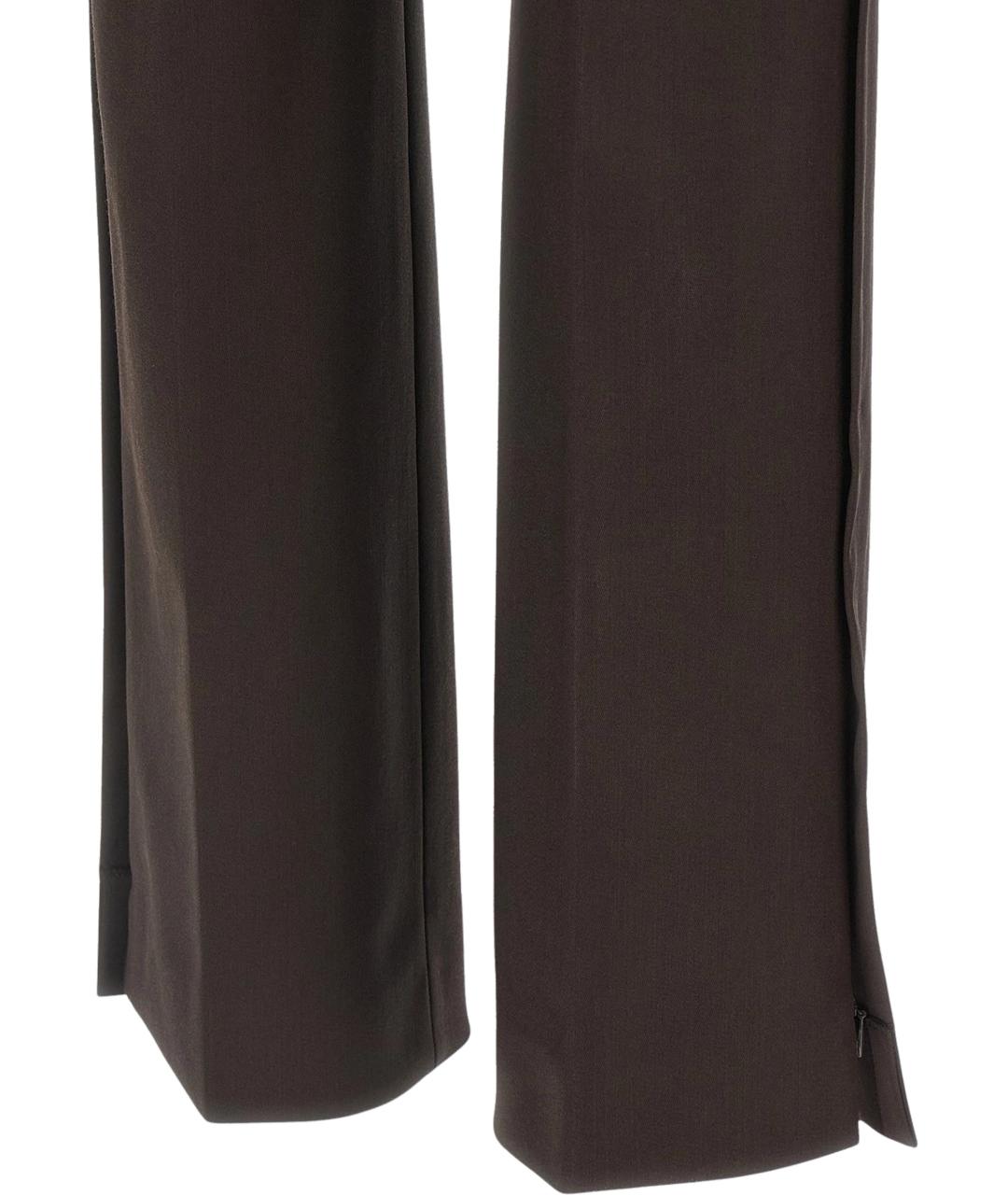 SPORTMAX Коричневые шерстяные прямые брюки, фото 3