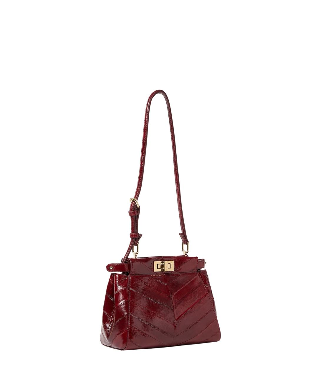 FENDI Бордовая кожаная сумка тоут, фото 2