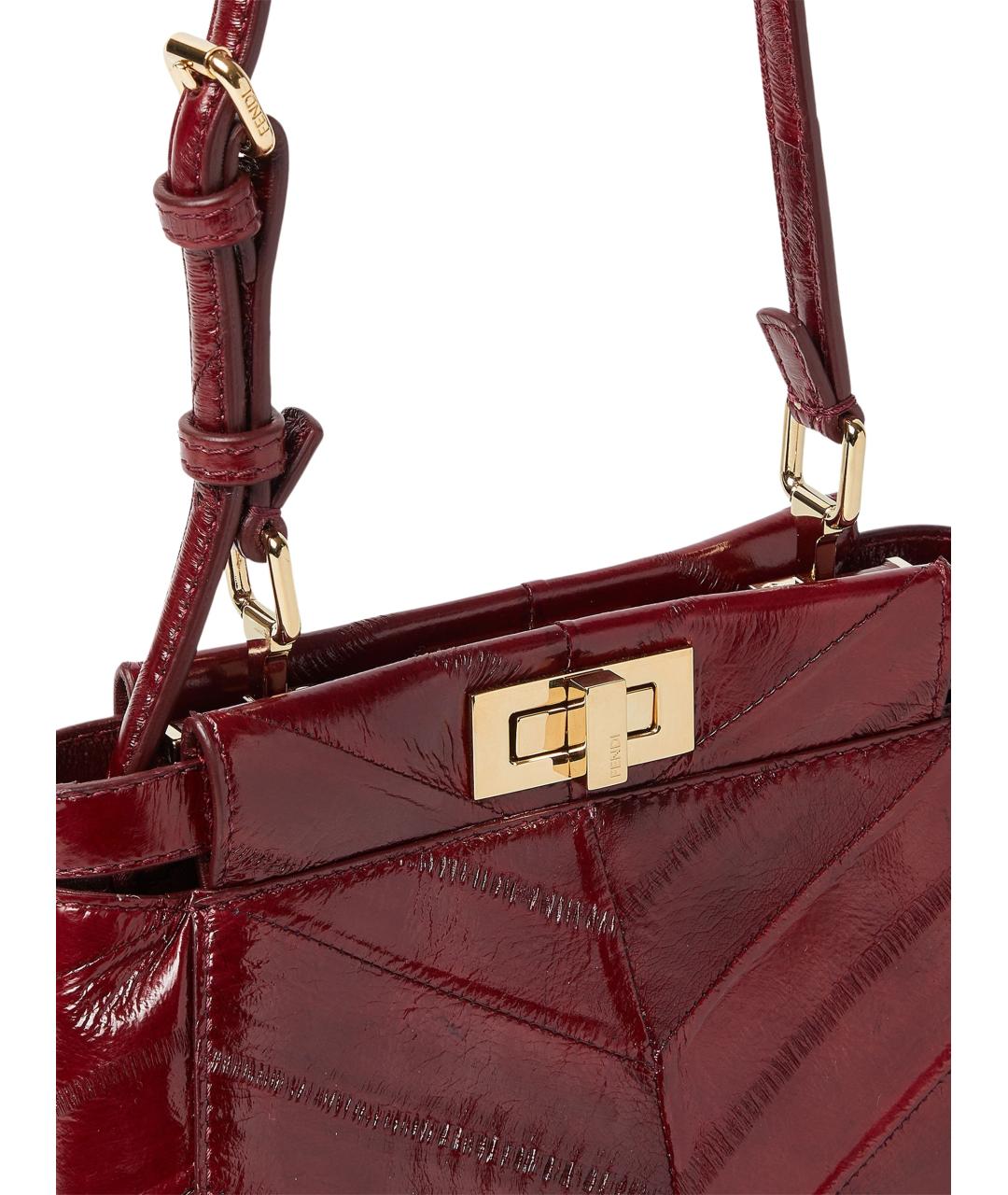 FENDI Бордовая кожаная сумка тоут, фото 5