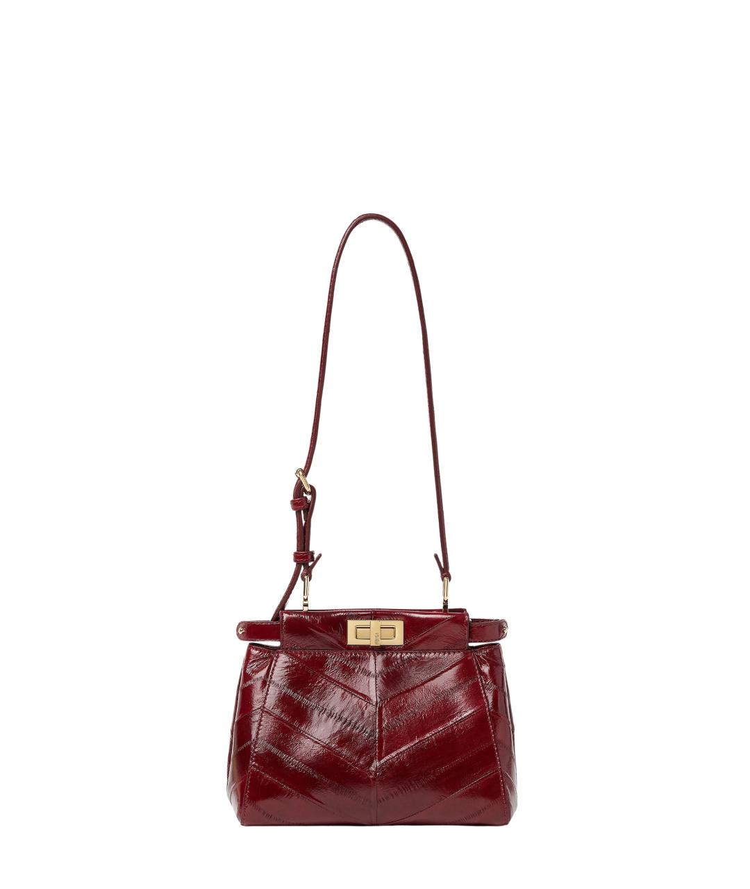 FENDI Бордовая кожаная сумка тоут, фото 6