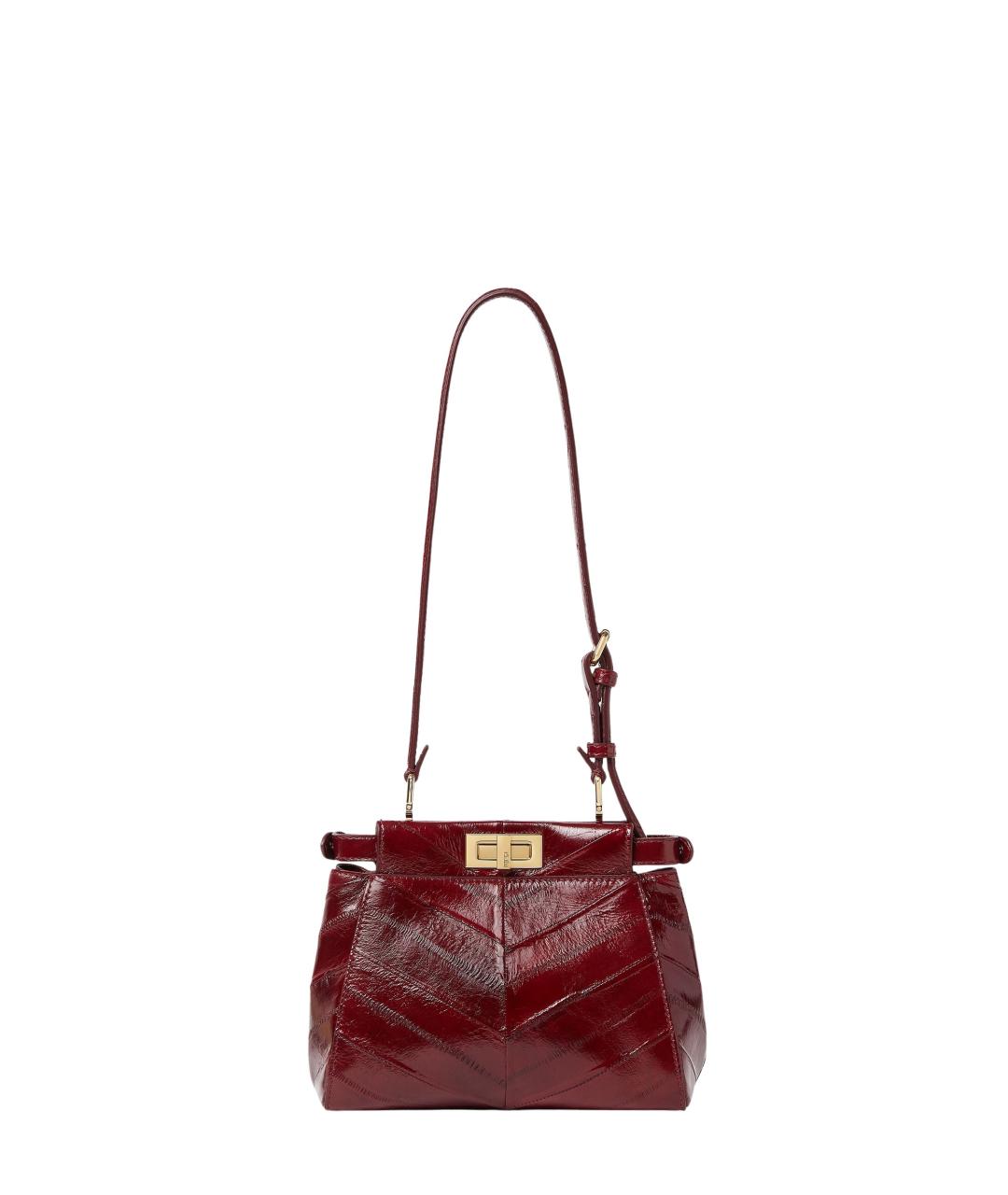 FENDI Бордовая кожаная сумка тоут, фото 3