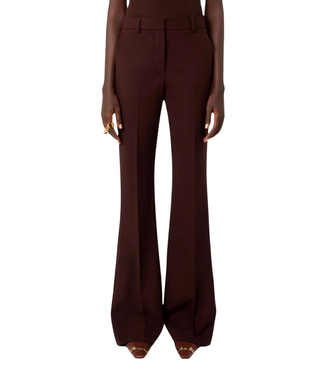 SPORTMAX Бордовые шерстяные прямые брюки, фото 2
