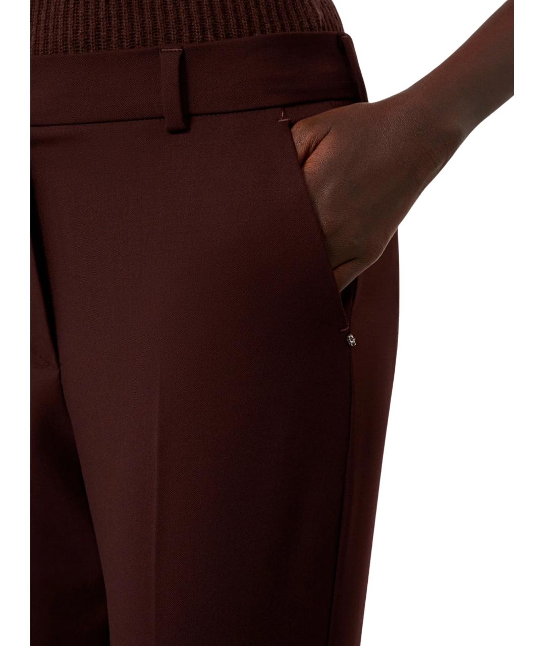 SPORTMAX Бордовые шерстяные прямые брюки, фото 4